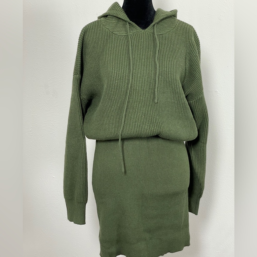 Forest Green Hooded Knit Dress